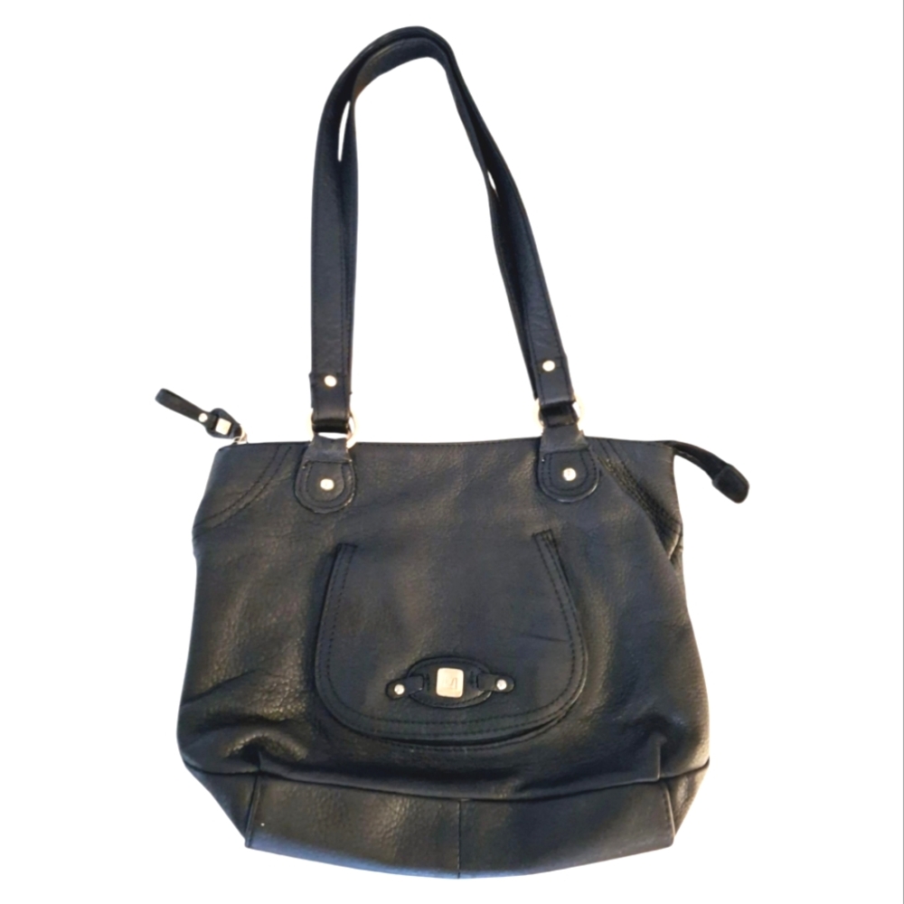 Stone Mountain Black Leather Shoulder Bag